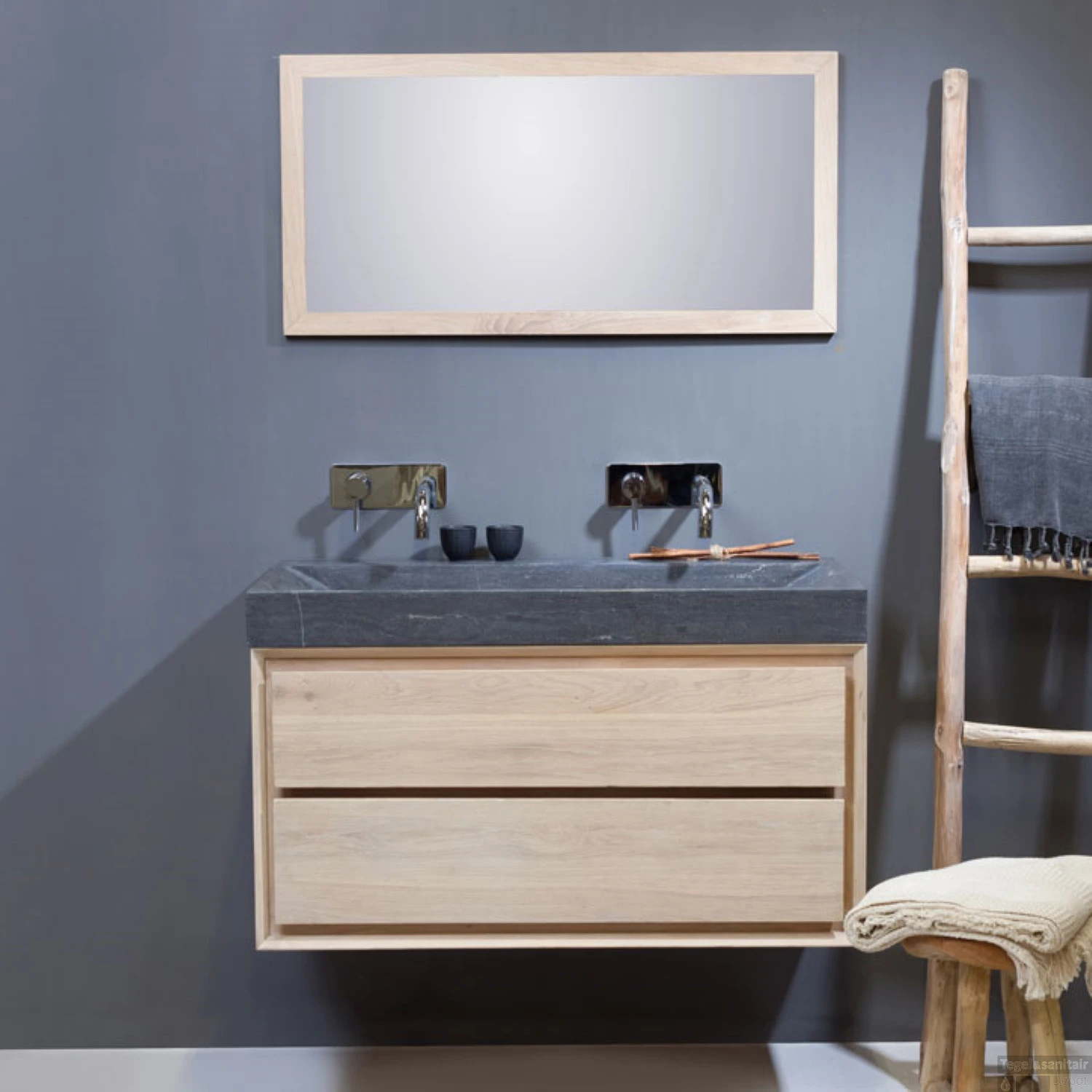 Wastafel Forzalaqua Stockholm Hardsteen Gezoet Met 2 Kraangaten 80,5x51,5x9,5 Cm 4 Wastafel Forzalaqua Stockholm Hardsteen Gezoet Met 2 Kraangaten 80,5x51,5x9,5 Cm - Afbeelding 2