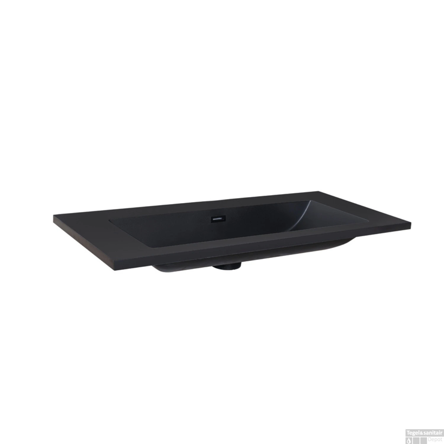 Wastafel Sanilux Quartz Classic 100x47x3 Cm Keramiek Mat Zwart (0 Kraangaten)