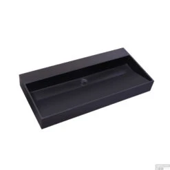 Wastafel Sanilux Quartz Trend 100x47x12 Cm Keramiek Mat Zwart (0 Kraangaten)