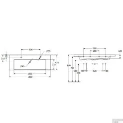 Wastafel Villeroy & Boch Subway 3.0 2 Kraangaten 47x130x16.5 Cm Wit Alpin -Grohe Verkoopwinkel wastafel villeroy boch subway 3.0 47x130x16.5 cm wit alpin tech