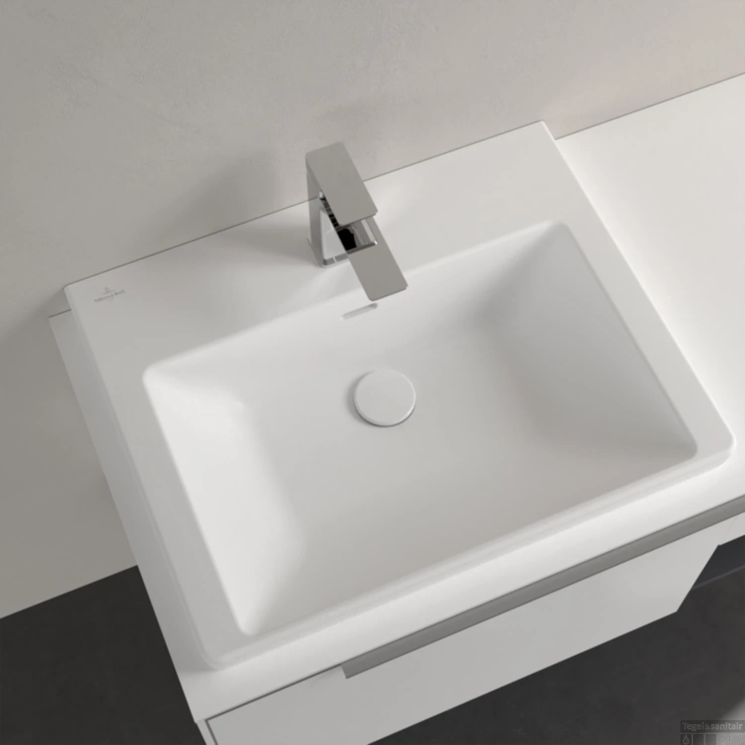 Wastafel Villeroy & Boch Subway 3.0 Met CeramicPlus 1 Kraangat Met Overloop 60x47x16.5 Cm Stone White 6 Wastafel Villeroy & Boch Subway 3.0 Met CeramicPlus 1 Kraangat Met Overloop 60x47x16.5 Cm Stone White - Afbeelding 4
