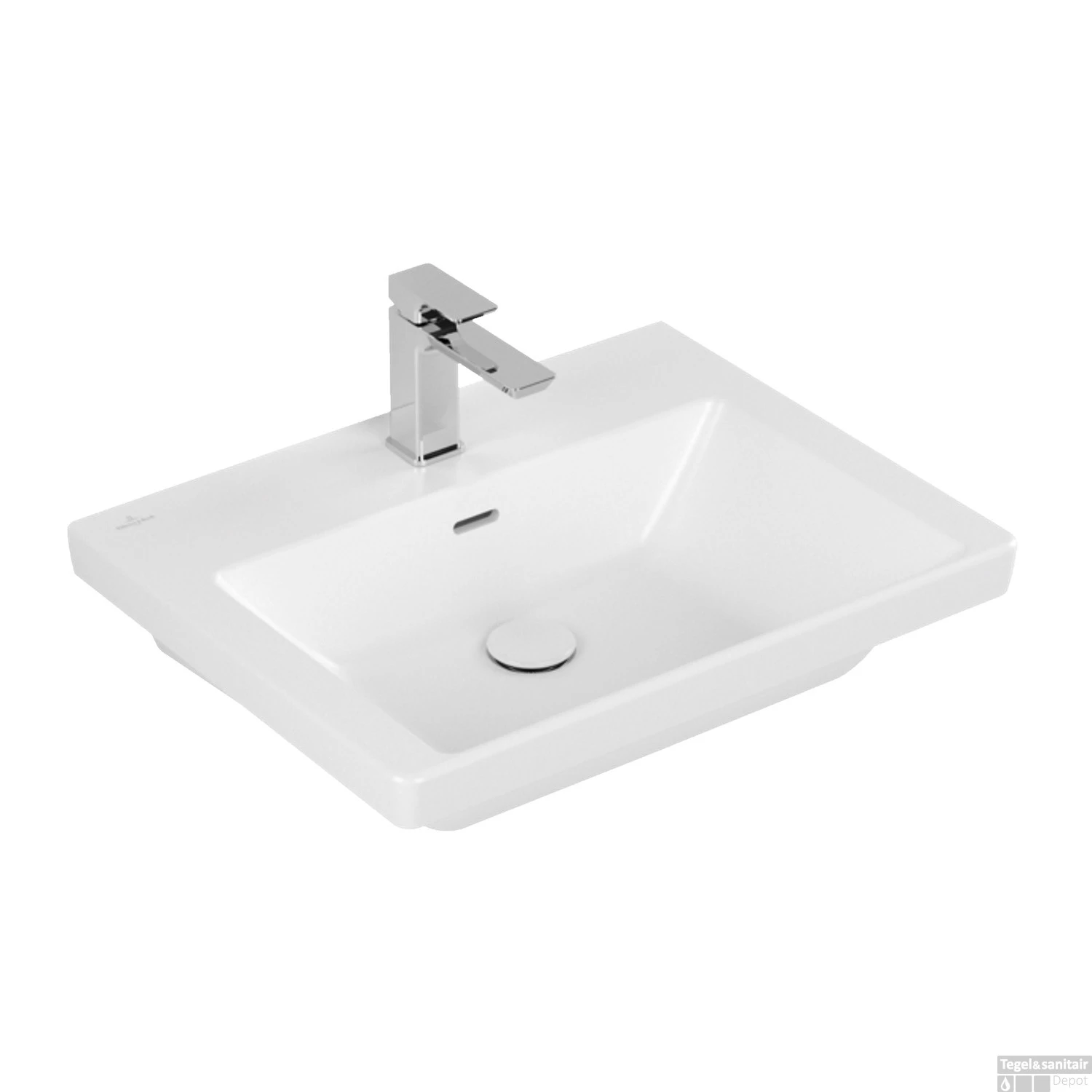 Wastafel Villeroy & Boch Subway 3.0 Met CeramicPlus 1 Kraangat Met Overloop 60x47x16.5 Cm Stone White 3 Wastafel Villeroy & Boch Subway 3.0 Met CeramicPlus 1 Kraangat Met Overloop 60x47x16.5 Cm Stone White