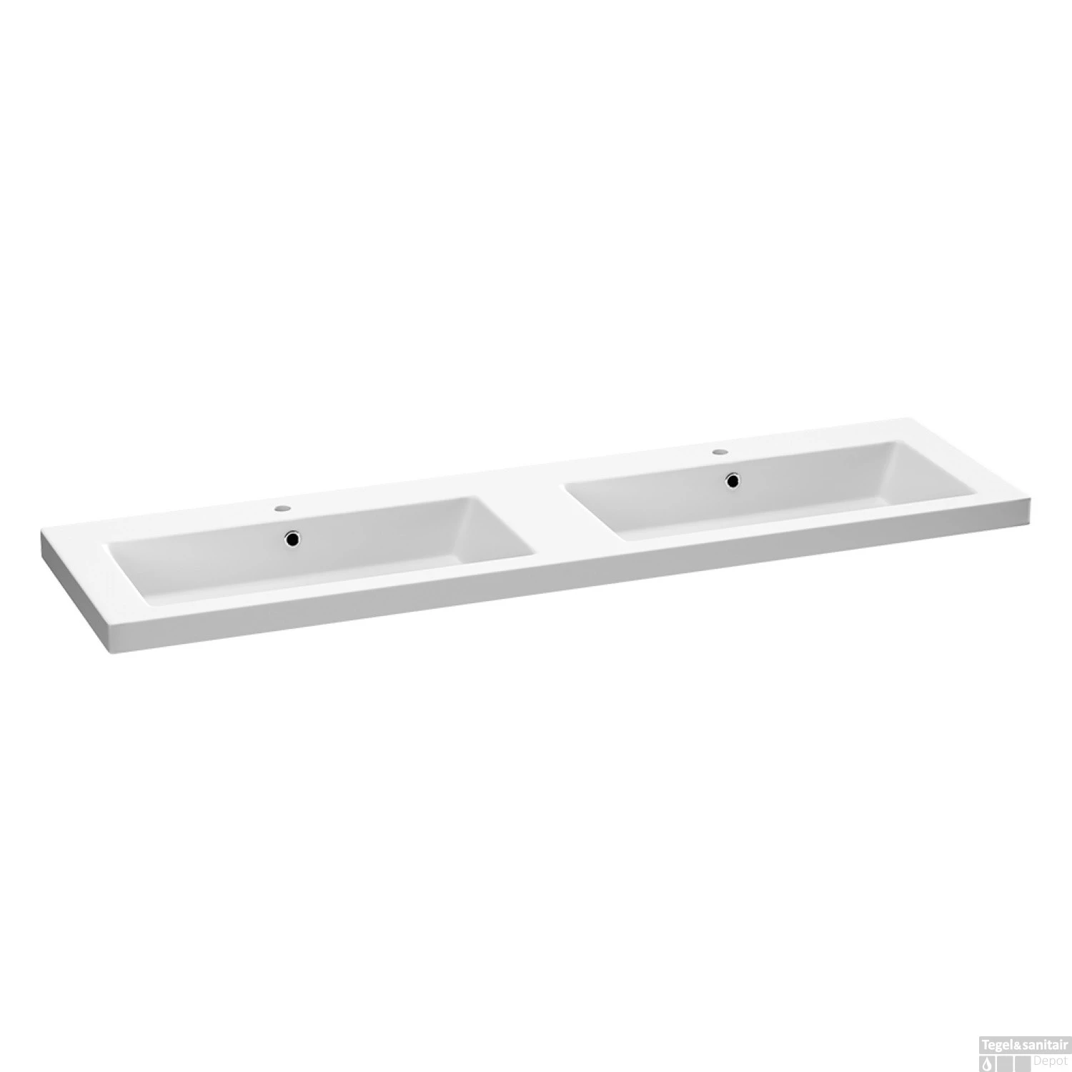 Wastafel Voor Meubel Exclusive Line Foggia 160 Cm Mat Wit 2 Kraangaten - Afbeelding 2