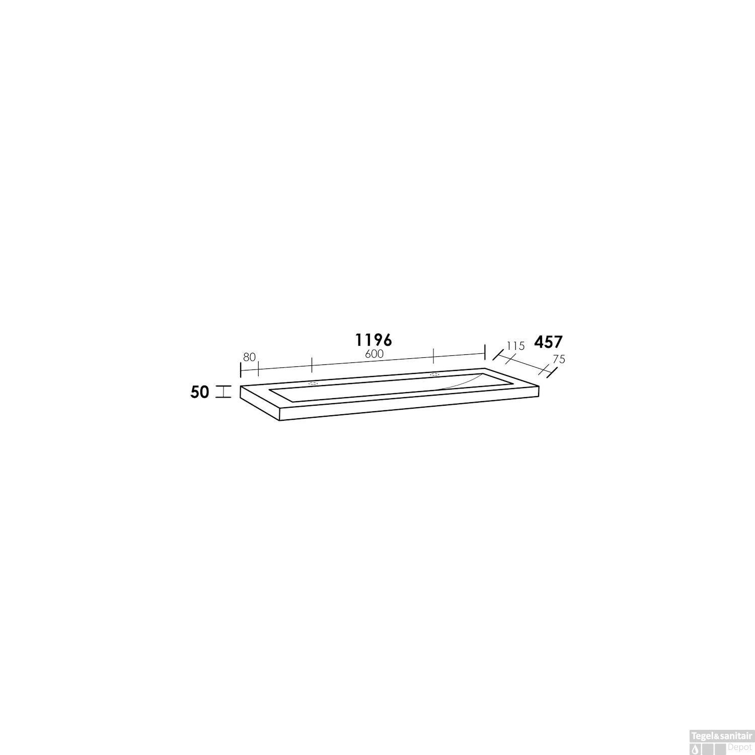 Wastafelblad Exclusive Line 120-1 Natuursteen CoreStone 1 Kraangat 5 Wastafelblad Exclusive Line 120-1 Natuursteen CoreStone 1 Kraangat - Afbeelding 3