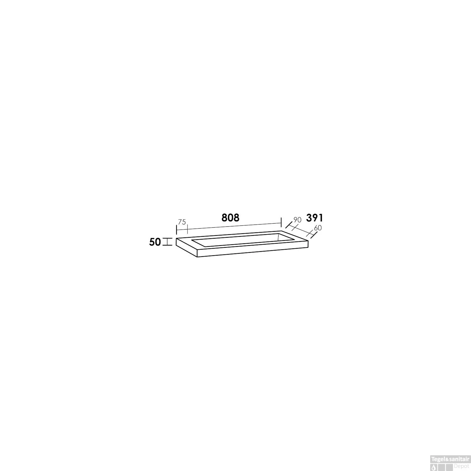 Wastafelblad Artificial Stone 80XXS 1 Kraangat 5 Wastafelblad Artificial Stone 80XXS 1 Kraangat - Afbeelding 3