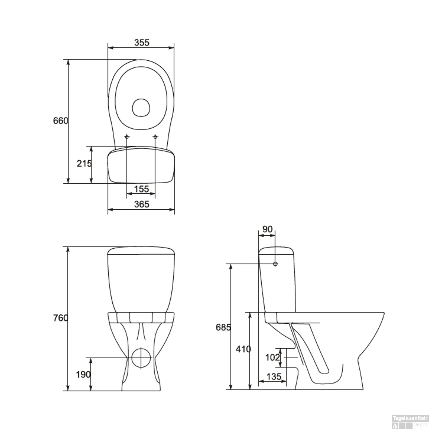 Wc-pack Staand Allibert Kosta Horizontale Afvoer Wit 3 Wc-pack Staand Allibert Kosta Horizontale Afvoer Wit - Afbeelding 2