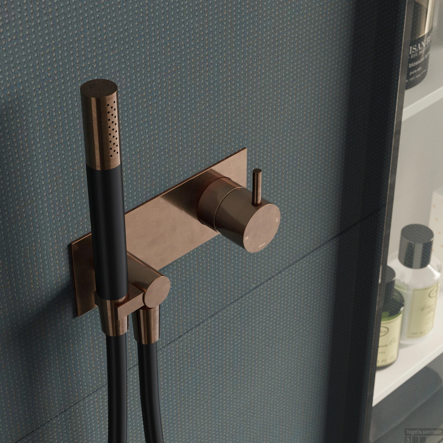 Voorkant -Grohe Verkoopwinkel cb027extab inbouw douchemengkraan hotbath cobber incl. doucheslang en handdouche verouderd messing 2